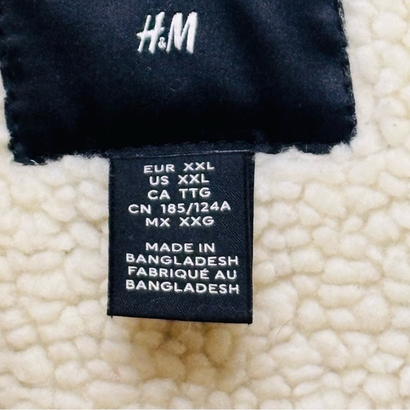 H&M Men's Dark Beige Corduroy Trucker Jacket with Sherpa Borg Lining Size XXL - Picture 8 of 12